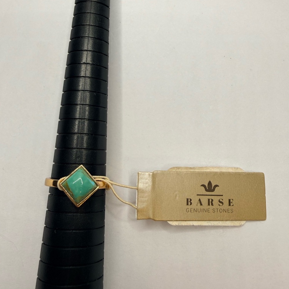 Studio Barse Gold-Plated Ring with Green Genuine Stone size 9